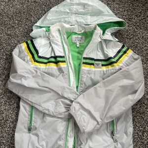 Armani Junior White and Green Hooded Jacket